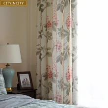 CITY IN CITY Printed Half Shading America Pasroral Faux Linen Curtains For Living Room And Bedroom Window Rideaux Customized