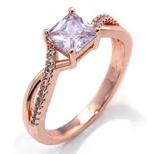 Engagement Rose Gold Color Rings for Women Fashion Square AAA+ Cubic Zirconia Hearts&Arrows Wedding Rings Ladies Party Jewelry china factory unique styles prong settings cubic zirconia gold color cheap pure titanium fashion jewelry rings for wedding
