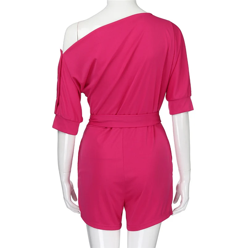 2018 Hot Sale Women's Summer Jumpsuit Sexy Off Shoulder Ruffle Short Romper Fashion Casual Party Jumpsuit  Rompers Holiday #J28 (34)