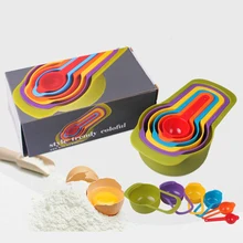 6 unids/lote color Mezclado Taza de Medir Cucharas de Plástico Accesorios de Cocina Para Hornear Hornear Utensilio Gadget Herramientas