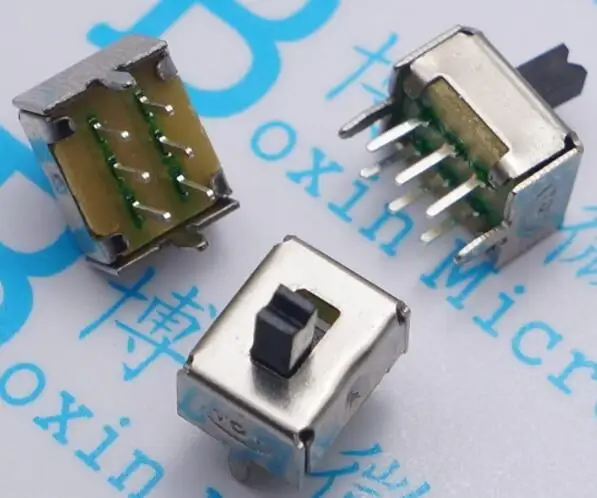

Free shipping 100PCS/LOT SS22D07 SS-22D07 6PIN 2P2T DPDT toggle switch side slide switches handle 4mm best quality.