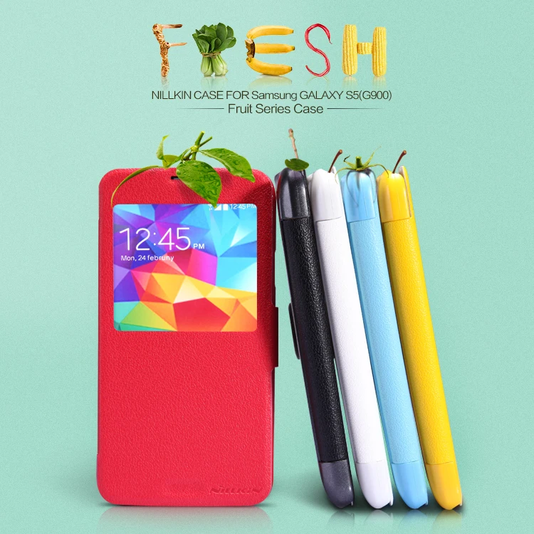 Кожаный чехол NILLKIN серии Fresh для GALAXY S5 G900, кожаный чехол-книжка+ розничная посылка