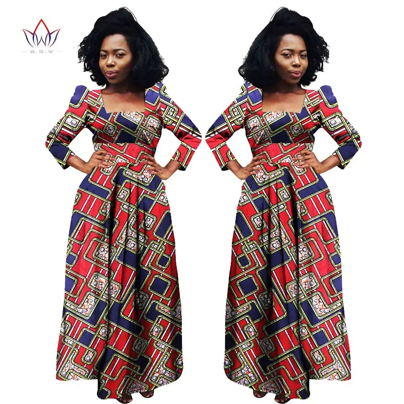 2017 BRW Africain Bazin Riche Dashiki Tissu Robes Afrique Cire Imprimer Mode Style Plus Taille Vêtements