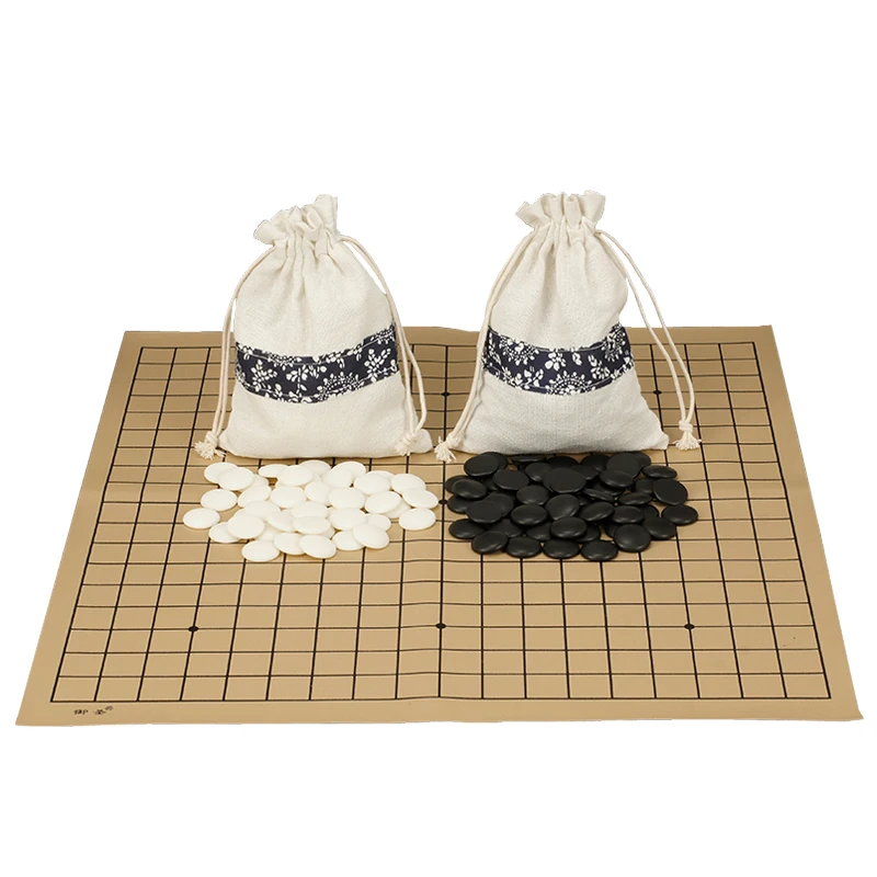 

High Quality Weiqi Go Game Melamine Pieces Suede Leather Cloth Bags Gobang International Standard On Go Chess Gomoku Board Games