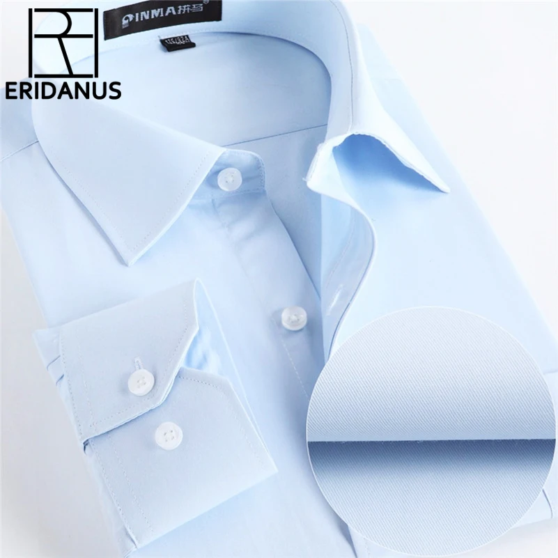 الرجال قمصان الاجتماعية 2017 ماركة الربيع اللباس الرسمي غير الحديد قميص الصلبة الأعمال أزياء الرجال قمصان طويلة الأكمام مع زر x020