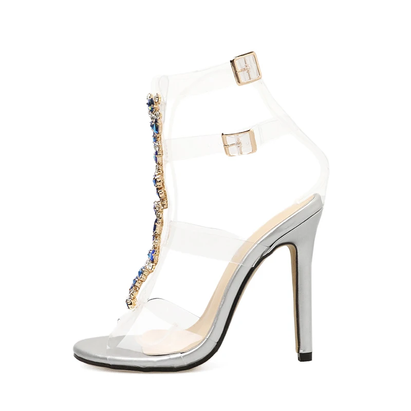 Clair Femme Rumbidzo Sandalias Cristal Mode Sandales Femmes Sangle Argent Boucle 2018 Nouvelle Trois Pvc D'été CTqT1