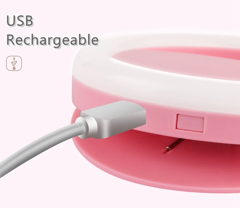 Цветная светодиодная вспышка для девушек зарядка через USB кольцо селфи