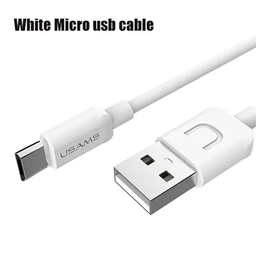 Адаптер для мобильных телефонов USAMS кабель Micro USB для телефона Android быстрое зарядное устройство usb-кабель для samsung Xiaomi LG htc Microusb кабель для передачи данных - Цвет: Белый