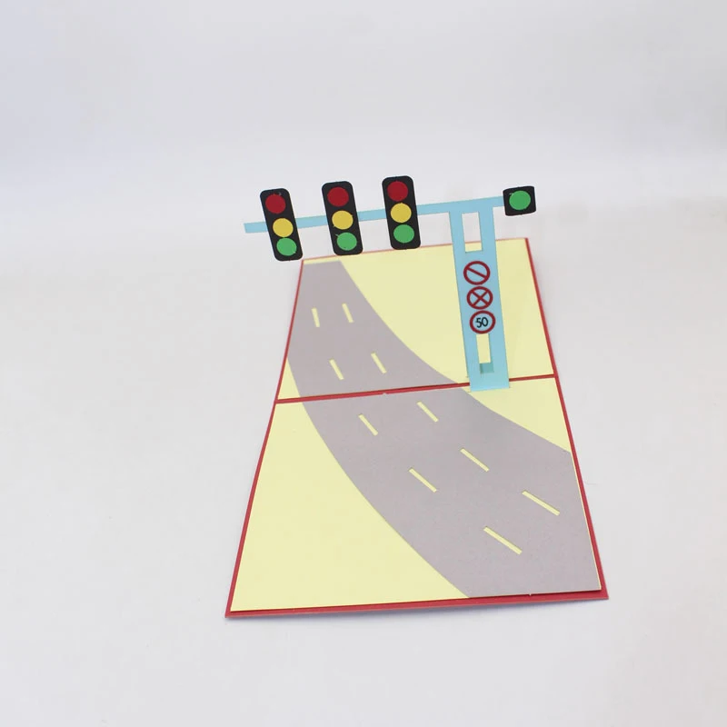  3D Laser Cut Handmade Road Traffic Lights Paper Invitation Greeting Card Kids Birthday School Safet - 33020055675