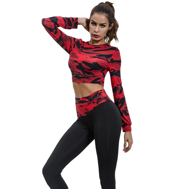 2018 Sports Wear Women Fitness Suit Brand Dry Fit Sport Set Woman Red