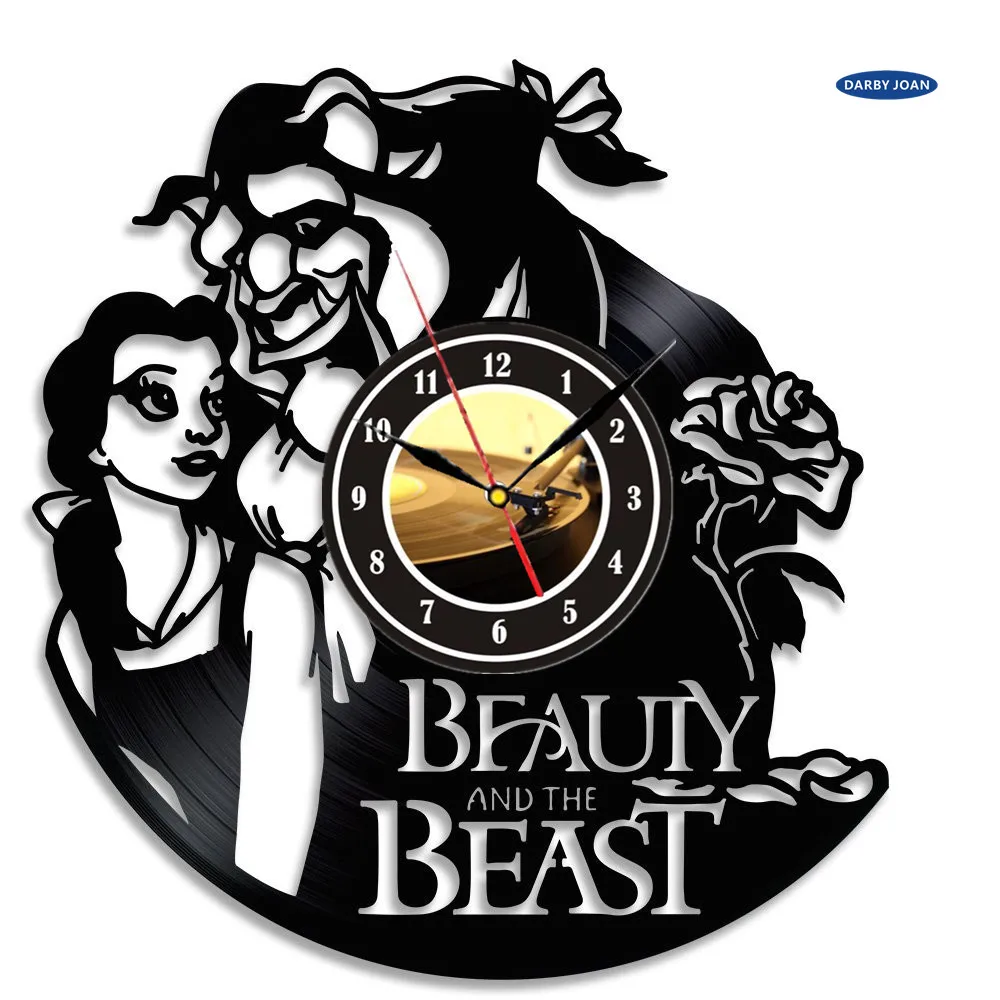 Beauty and the Beast Vinyl Record Clock Home Design Room Art Decor saat