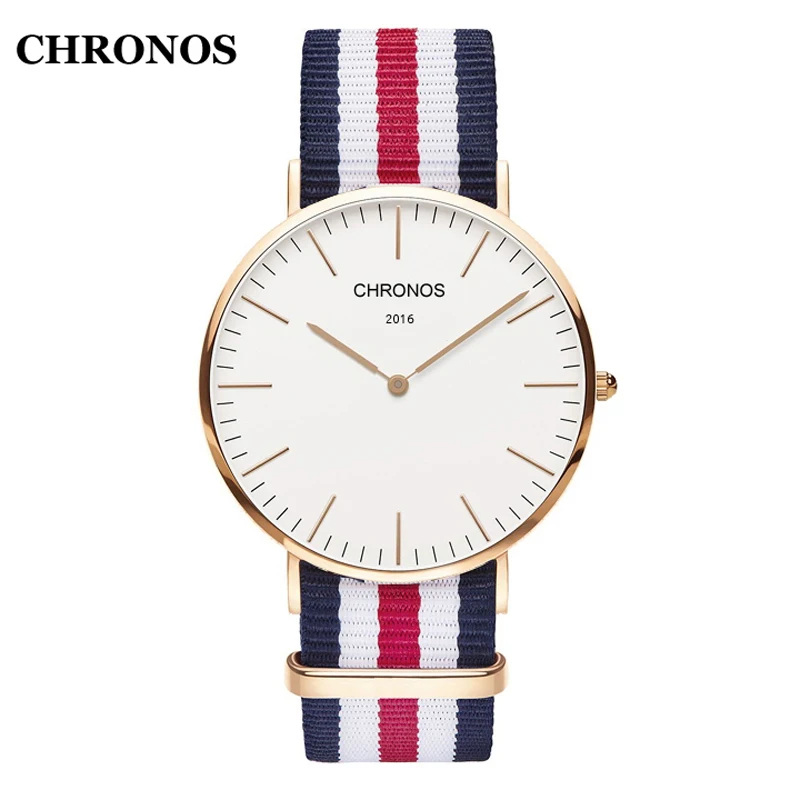 Chronos Fashion Men's Watches Simple Unisex Watches Nylon/Leather Strap Women Watches Quartz Wristwatch Chronos Fashion Men's Watches Simple Unisex Watches Nylon/Leather Strap Women Watches Quartz Wristwatch