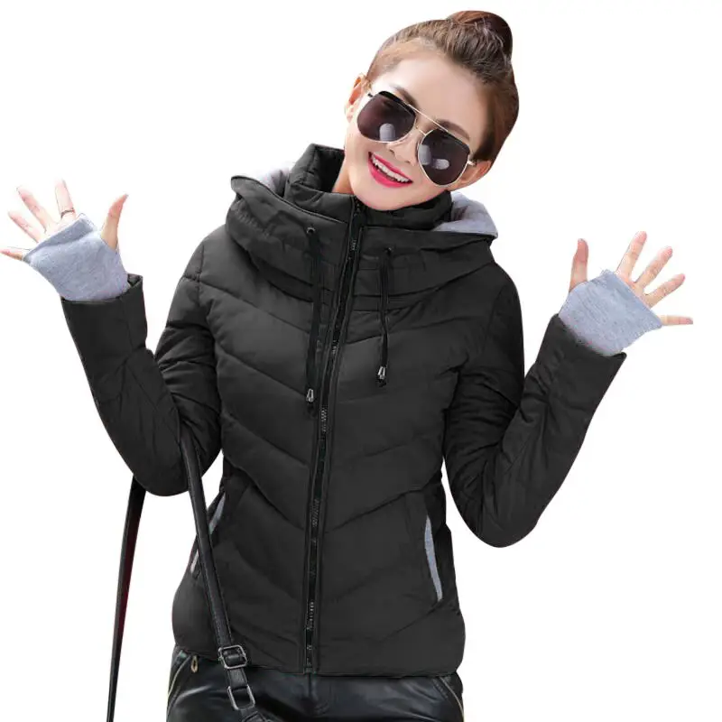 Женская парка модная осенне-зимняя куртка женская парка тонкая с капюшоном Офисная Женская хлопковая куртка пальто плюс размер