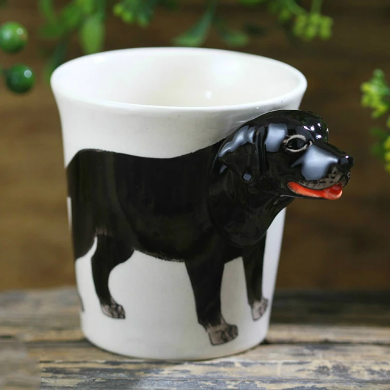 

300ml cute labrador retriver dog mugs 3D creative stereo animal coffee cup hand-painted environmental ceramic cups funny mugs