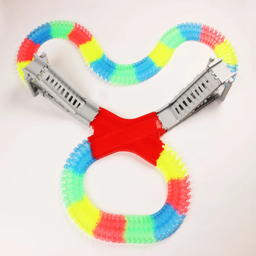 

144 / 220PCS DIY Slot Glowing Racing Toy Rail Magic Glowing Track Flexible Curved Glowing Roller Coaster Toys For Child's Gift
