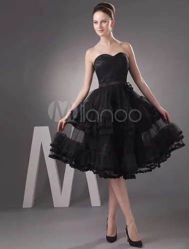 Lace Sweetheart Knee Length Little Black 2015 Dress #05750121408 | Свадьбы и торжества