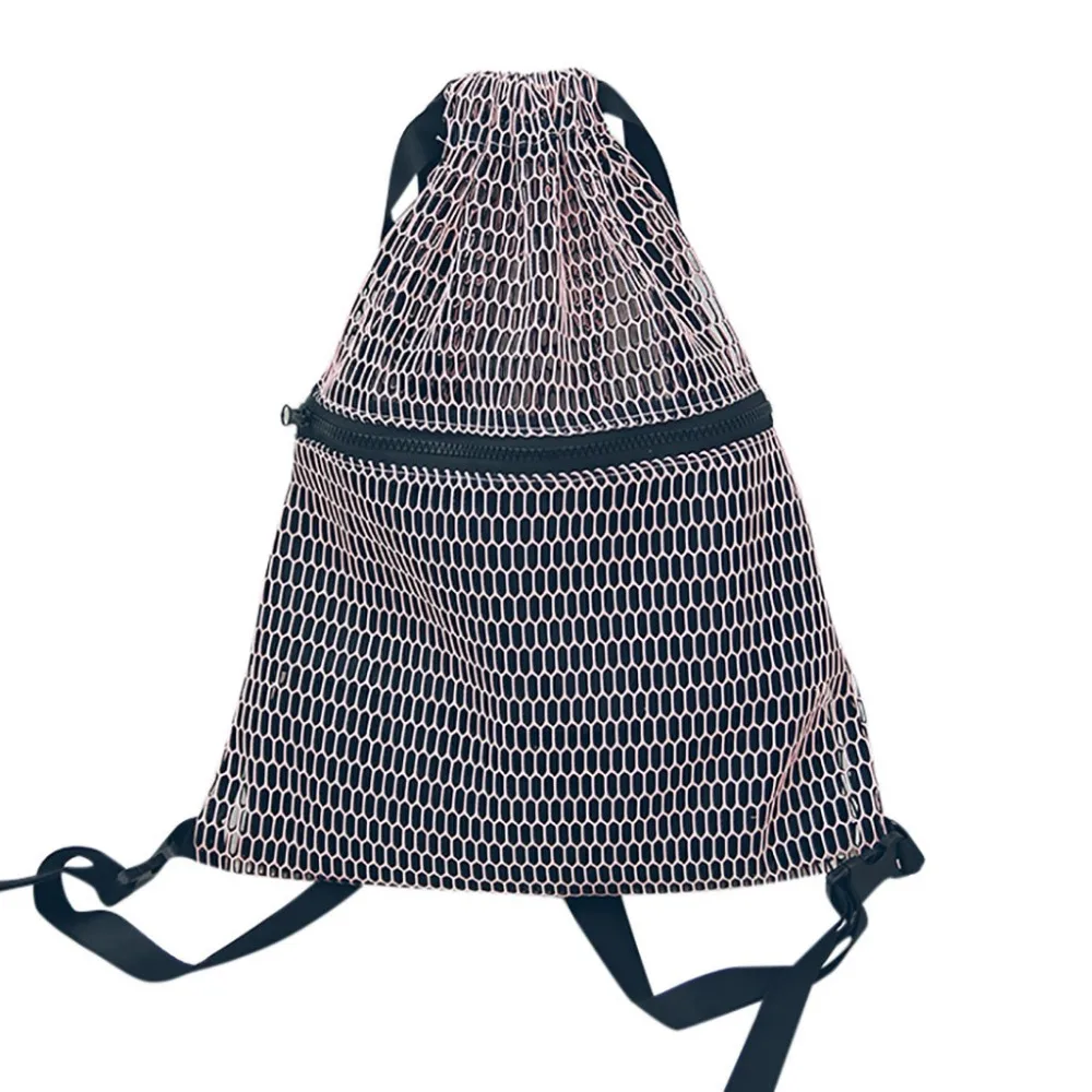 2019 nisex Drawstring backpack mesh cloth pocket students backpack Sport Beach Bag f0108