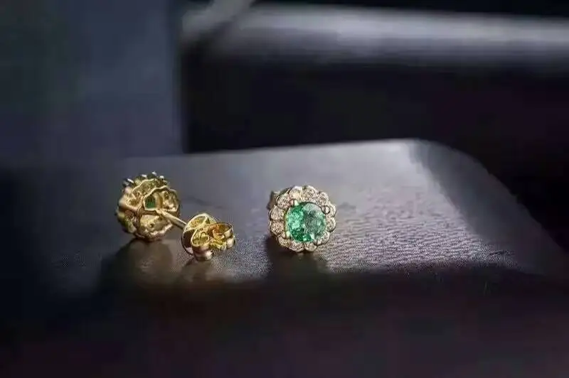 Женские серьги гвоздики из серебра 925 пробы с натуральным изумрудом|stud earrings|party