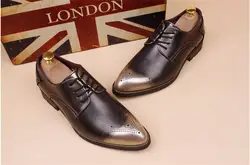 Новый модный острым кружева шнурки мужская деловая повседневная мужская высокая обувь с перфорацией типа «броги» резные свадебные туфли