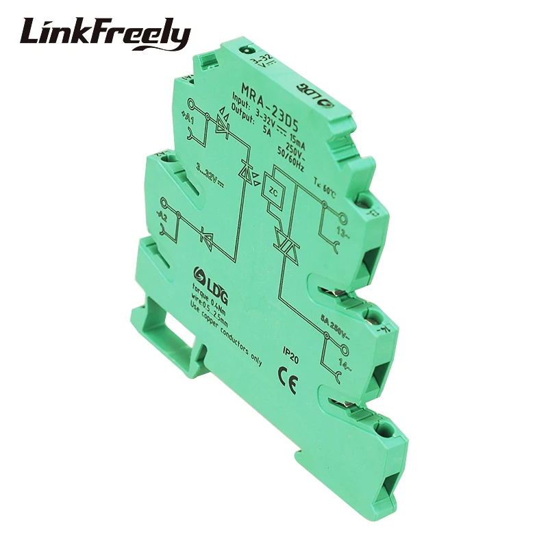 MRA-23D5 Интеллектуальный ультра-тонкий 5A Вход: 3 в 5 в 12 В 24 В DC AC SSR интерфейс твердотельное реле напряжения релейный модуль на din-рейке