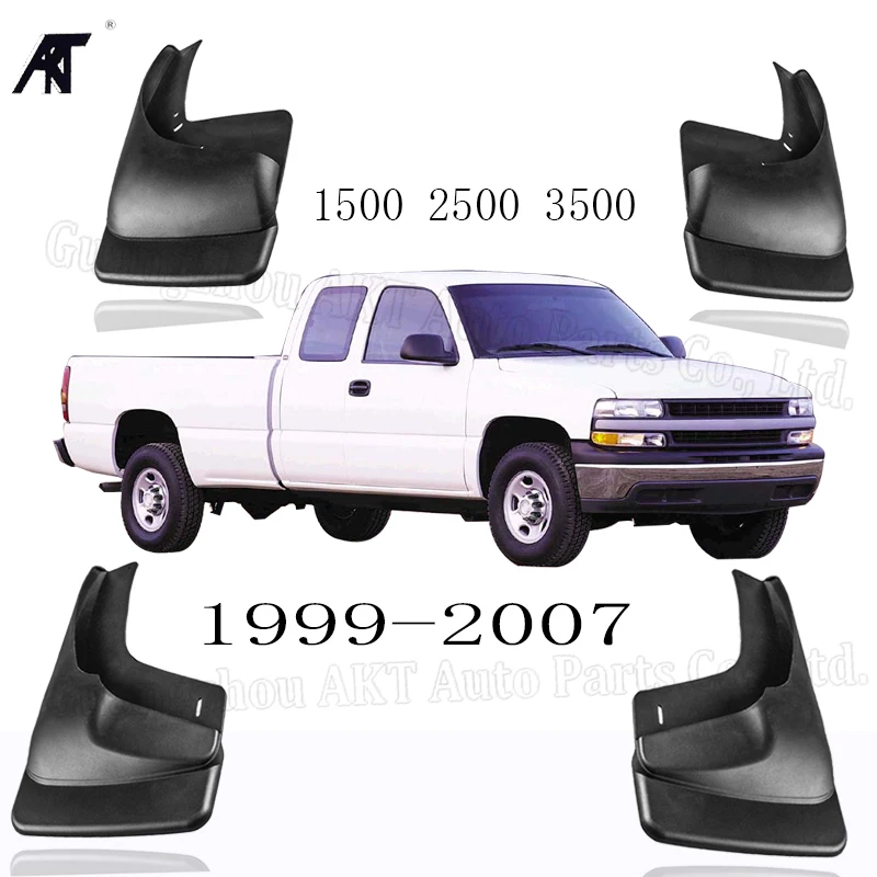 Черный цвет, вид спереди и заднее крыло грязи закрылки брызговик Накладка для Chevrolet Silverado 1500 2500 3500 1999-2007