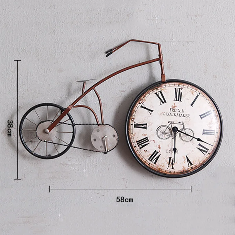 Американские ретро настенные часы для спальни, креативная личность, декоративные часы для велосипеда, подвесные настенные украшения, украшения - Цвет: Белый