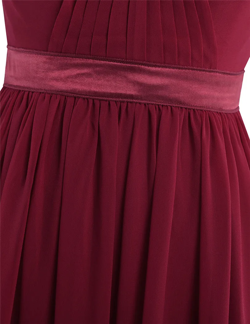 Dusty Rose Pleated A Line Long Bridesmaid Dress