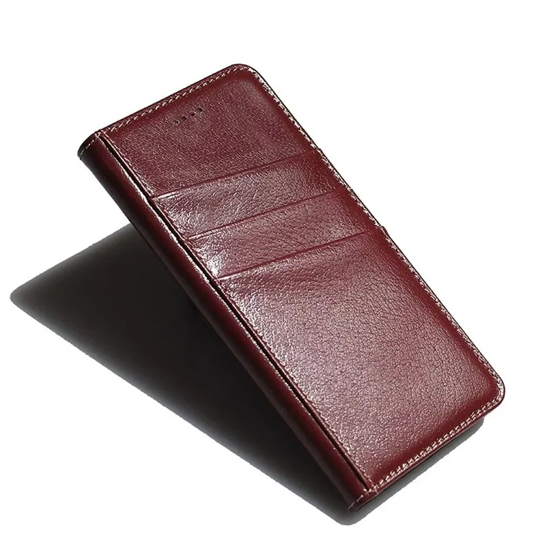 For iPhone 7 Plus Case with Card Holders Genuine Cowhide Leather Wallet