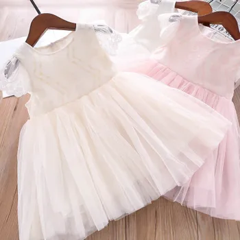 

Roimyal Wholesale 2019 summer 3 color 2-6 years girl lace embroidered small plum dress elegant princess mesh short-sleeved dress