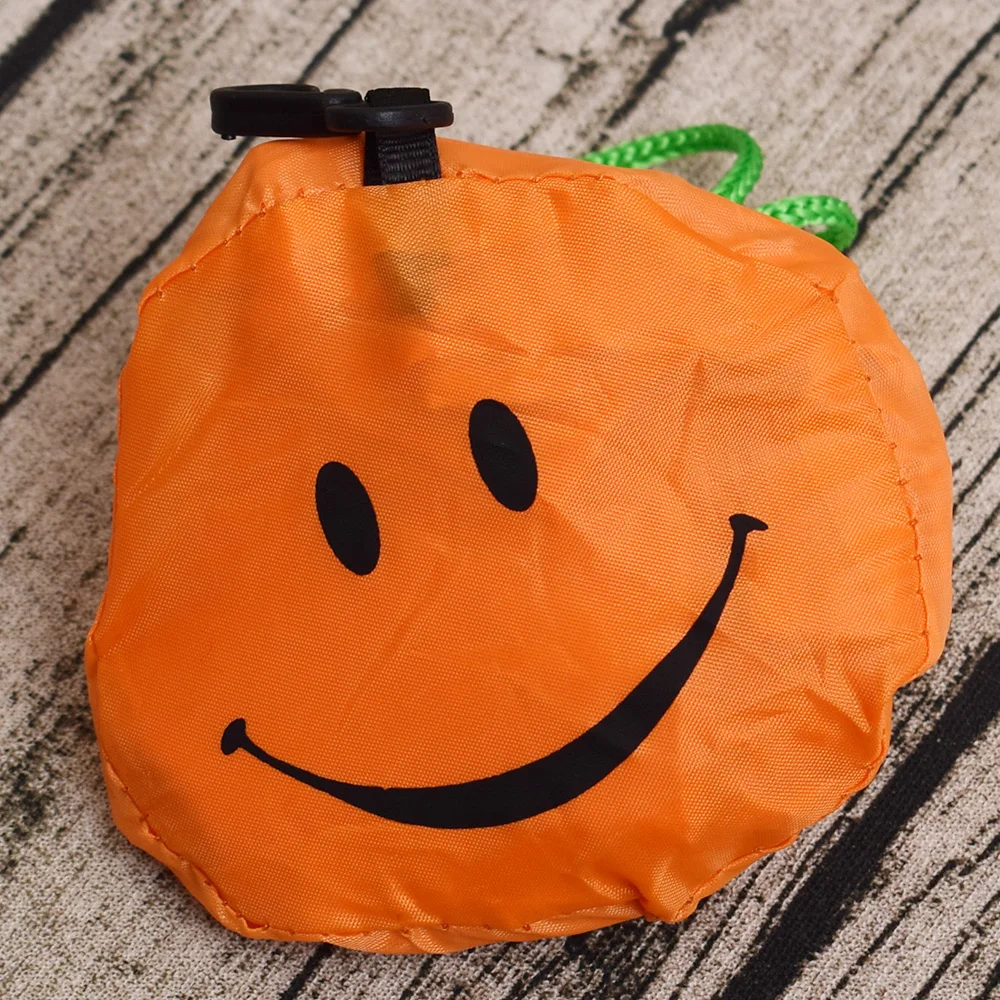 

1PC Smile Faces Orange Shopping Bags Foldable Tote Eco Reusable Storage Handbag Nylon Home Storage Organization Bag