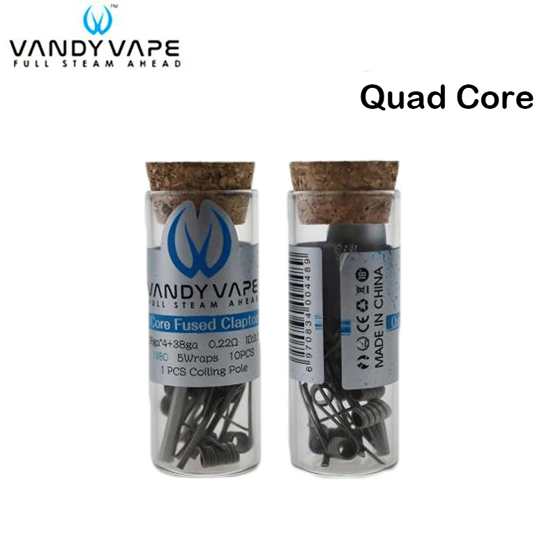 Оригинальный Vandy Vape 10 шт./лот четырехъядерный испаритель Fused Clapton катушка 0 22 Ом 28gax4