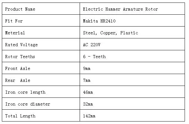 Замена AC 220 В 6-зубы приводной вал Электрические отбойные молотки арматура ротор для Makita hr2410, высокого качества