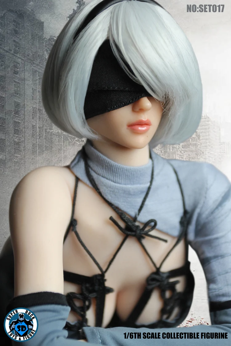 

Super Duck SET017 Cosplay 1/6 Nil Mechanical AUTOMATA2B Clothes Set for 12inch Phicen Verycool Action Figure DIY