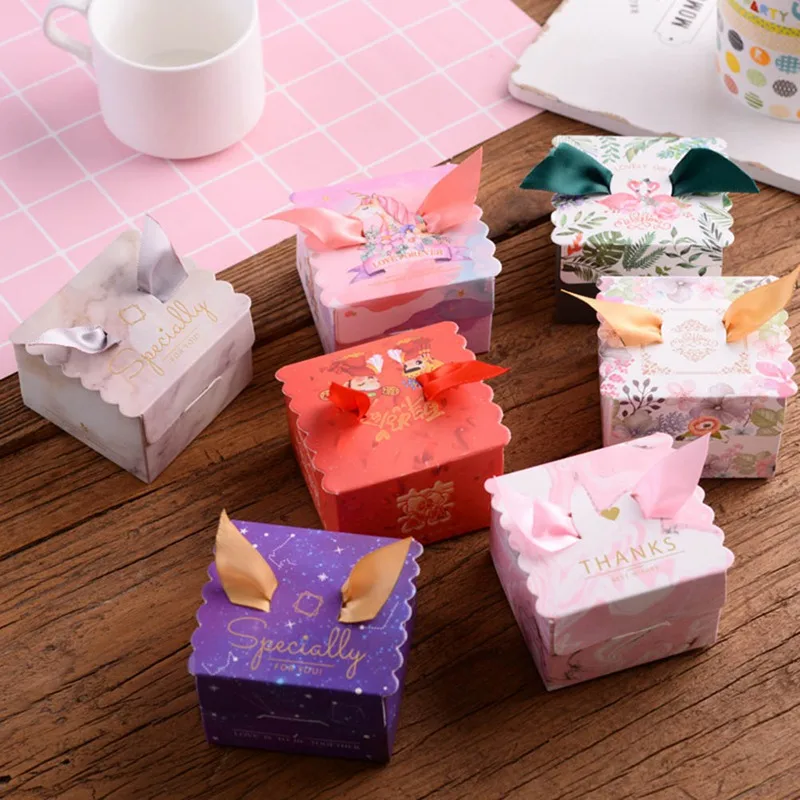 

10pcs Paper Gift Bags Square Candy Box For Unicorn Party Baby Shower Birthday Candy Box Birthday Party Supplies
