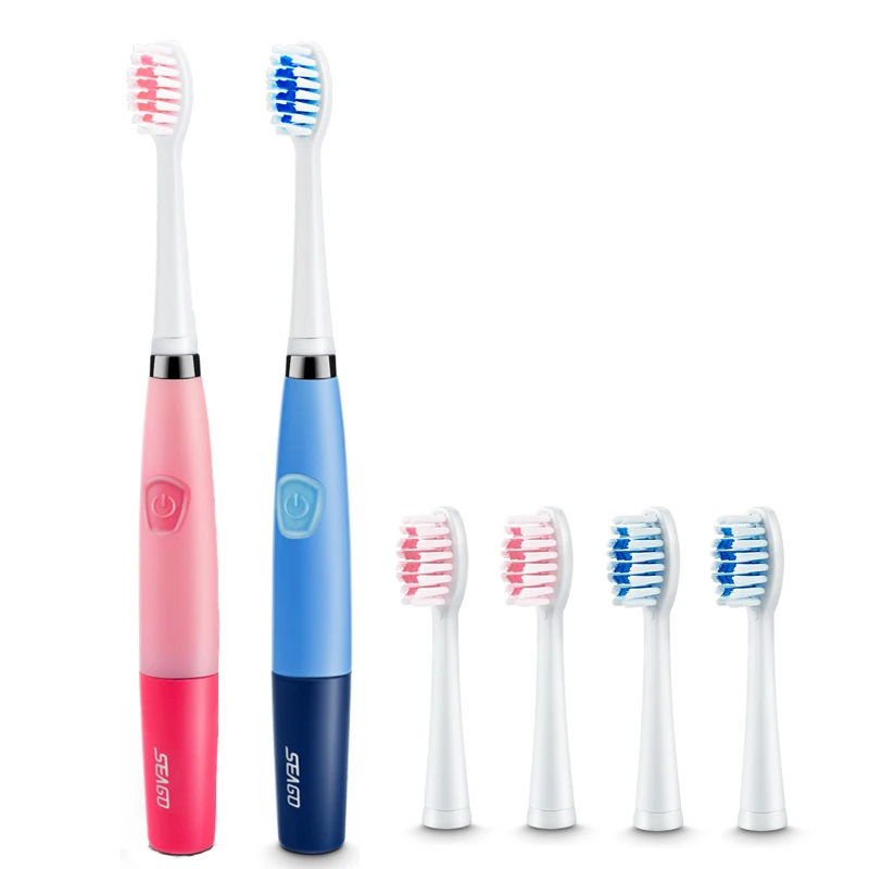 Seago Sonic Electric Toothbrush For Adults Teeth Brush Heads Oral Care Dental Color Pink or Blue(1 handle + 3 heads) Seago Sonic Electric Toothbrush For Adults Teeth Brush Heads Oral Care Dental Color Pink or Blue(1 handle + 3 heads)