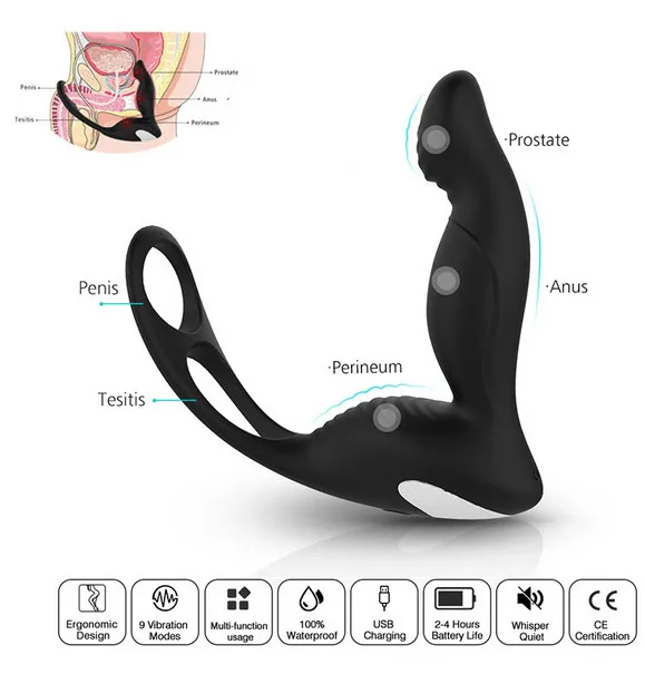 sucht befriedigen 12 Speeds Remote Control Prostate Vibrator With Cock Ring