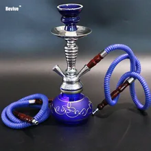 Стеклянный кальян набор синий chicha полный chicha двойные шланги narguile nargile трубка для курения воды керамическая чаша 28,5 см подарок