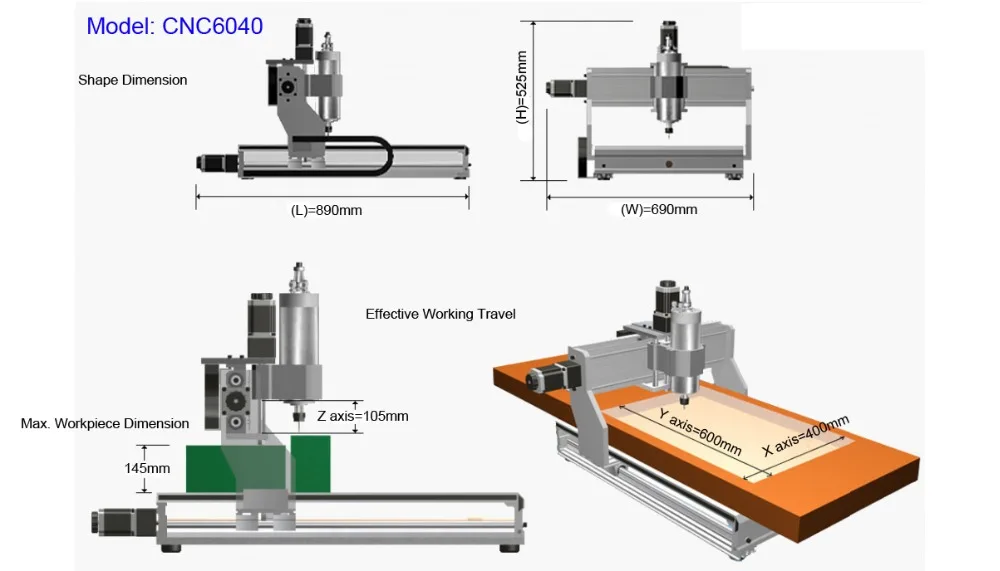 CNC 6040 рама для мини-фрезерного станка с ЧПУ комплект