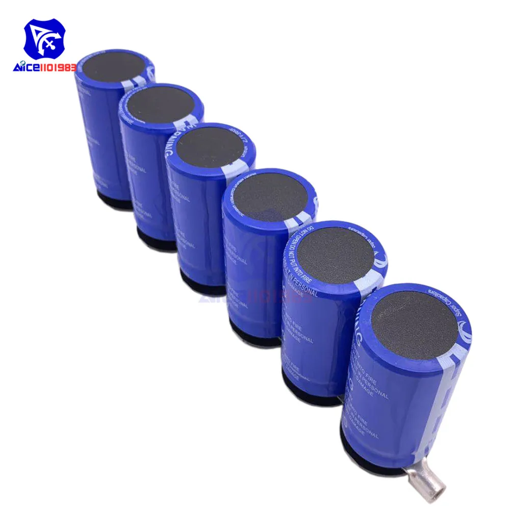 

6PCS/Set 2.7V 360F Screw Feet Super Farad Capacitor with Balancing Protection Board Single Row 16V 60F Super Capacitor for Car