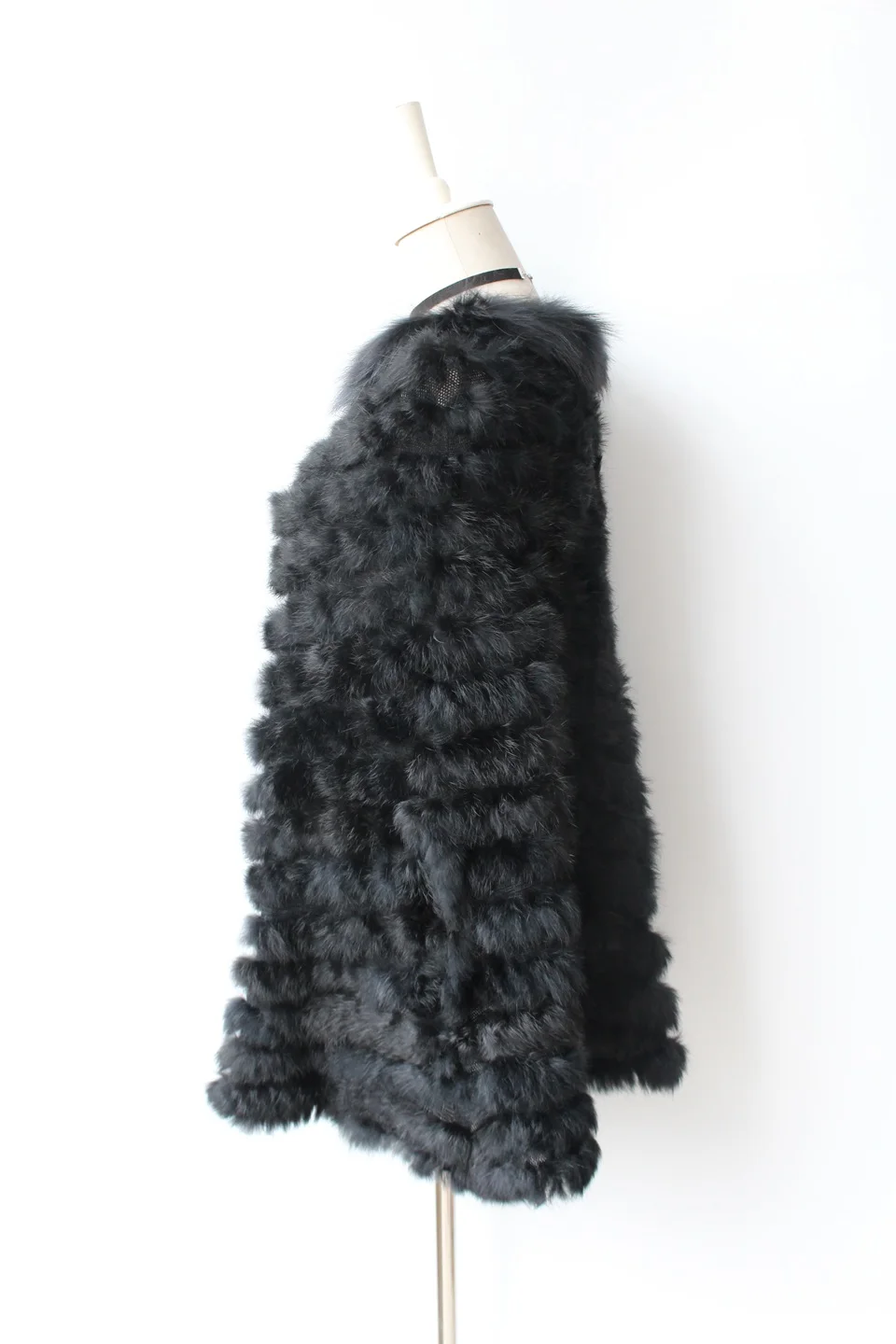 genuine rabbit fur poncho big size with collar (17)