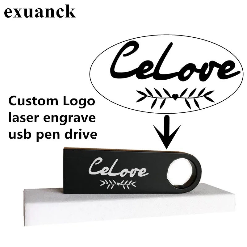 

exuanck Usb Flash Drive Metal Waterproof Mini Keys DIY Custom Logo Laser 4GB 8GB 16GB 32GB Pen Drive usb 2.0 Memory Stick Gift