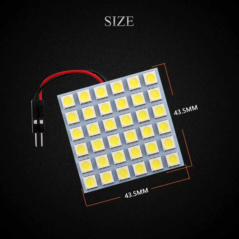 YM E-Bright 50 шт./партия СВЕТОДИОДНЫЙ панельный светильник 5050 36 SMD Автомобильный интерьер чтение купол/багажник/номерной знак лампа T10+ переходник для фестона