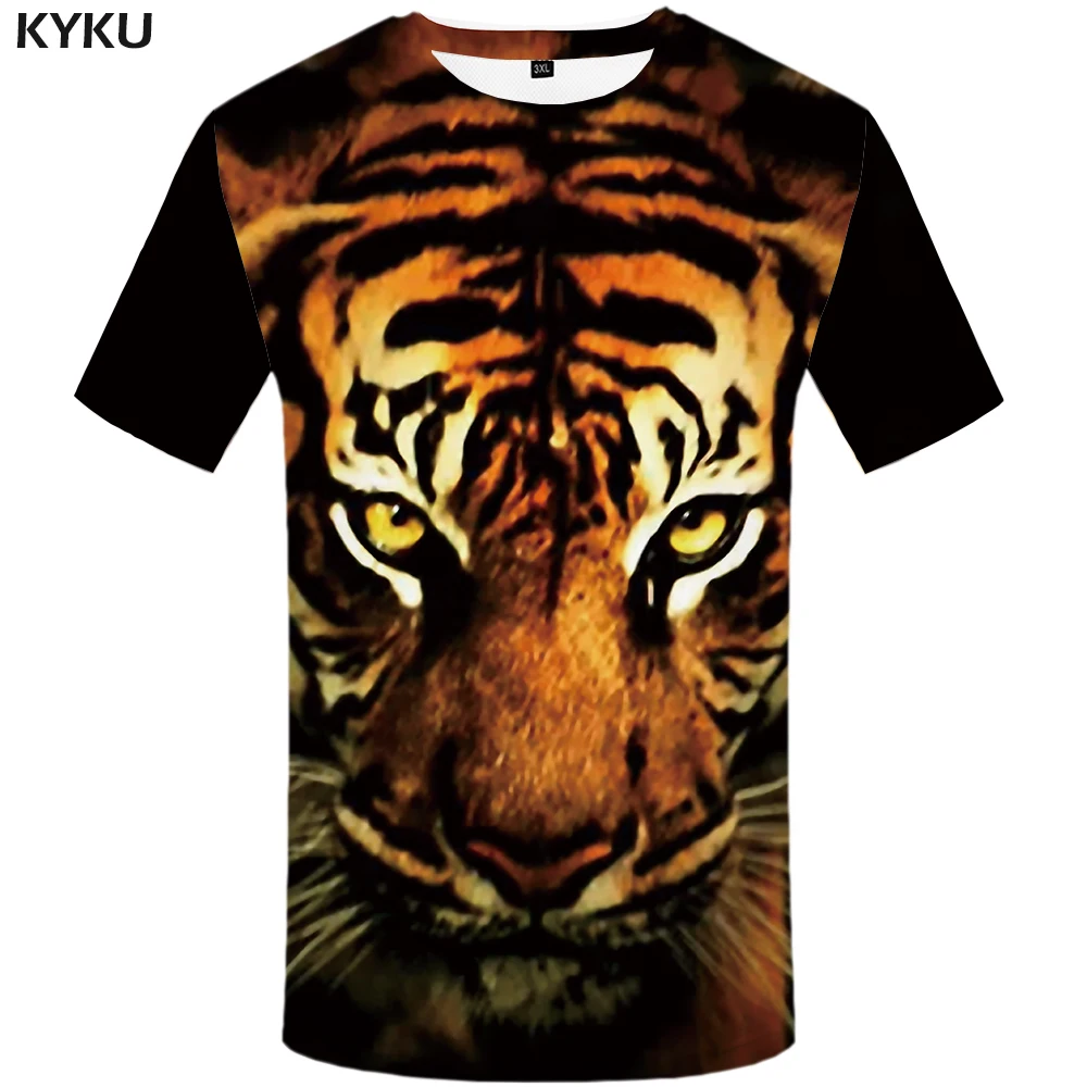 Kyku бренда Tiger футболка флуоресценции плюс Размеры животных одежда Костюмы Tshir футболка S Для мужчин забавные большой высокое качество