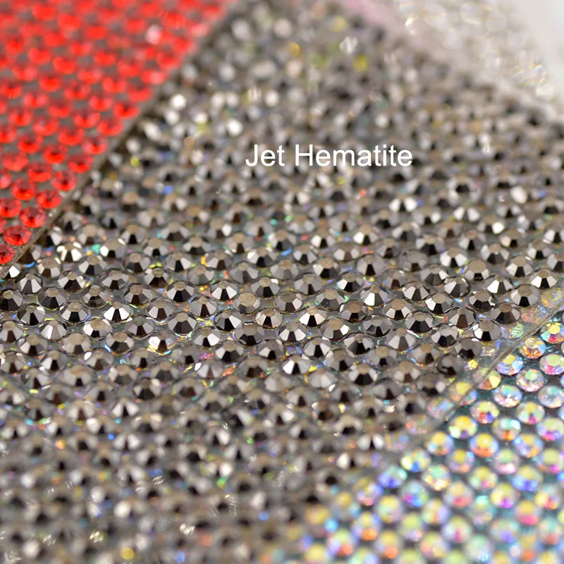 JUNAO 24*40cm Clear Hotfix Glass Rhinestone Mesh Trim Crystal Fabric Sheets Strass Applique for Dress Jewelry Decoration