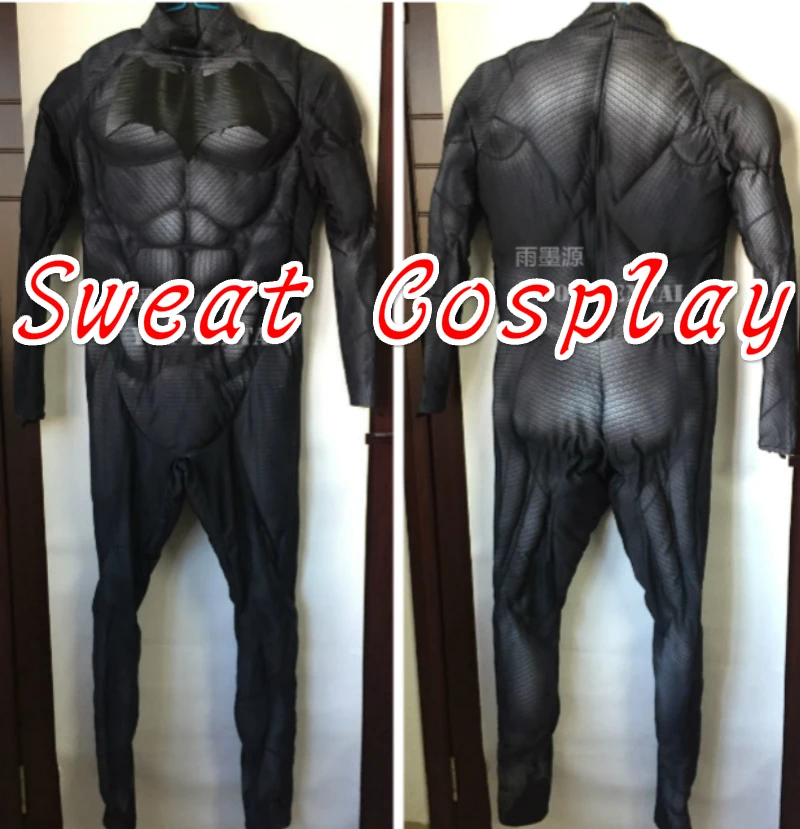 

High Quality Batman Cosplay Costume With Muscle Padding & Chest 3D Logo Batman Spandex Suit Adult Men Halloween Cosplay Costume