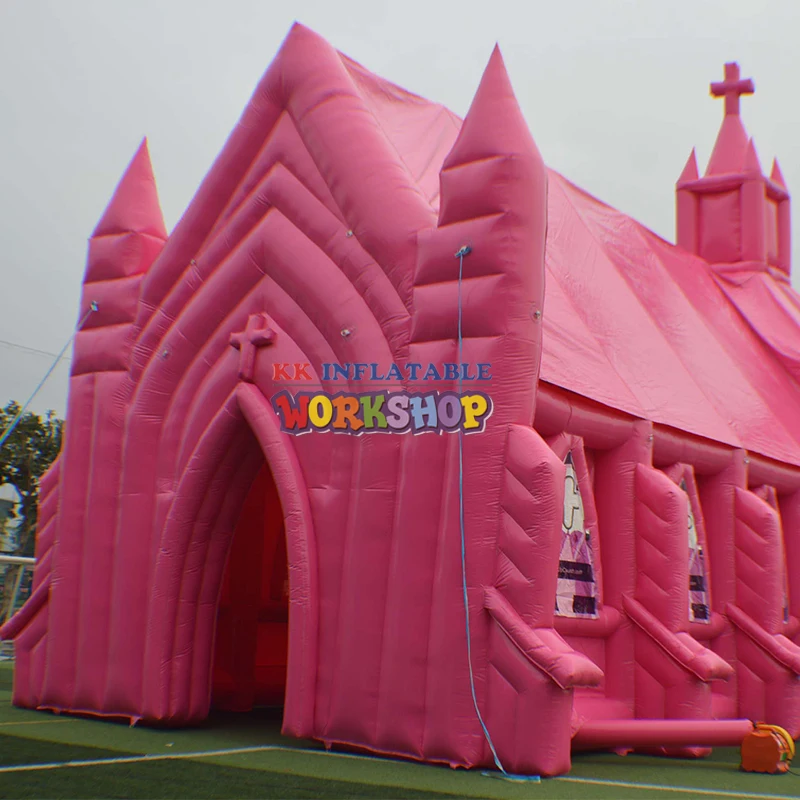 Надувной розовый шатер гигантский надувной церковный строительный воздушный дом свадебный шатер