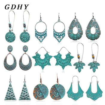 

GDHY Fashion Retro Metal Drop Earring Hollow Big Pendants For Women Drop Earrings Jewelry