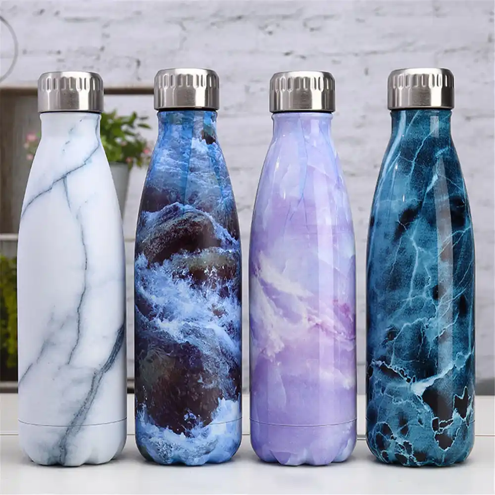 gold marble thermo bottle