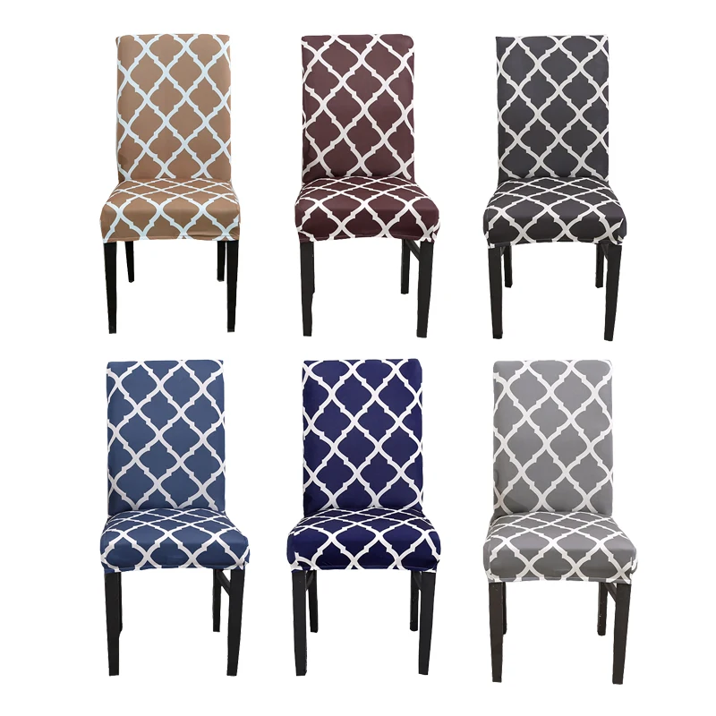 Elastic Dining Chair Cover Spandex Polyester Geometric Removable Chair