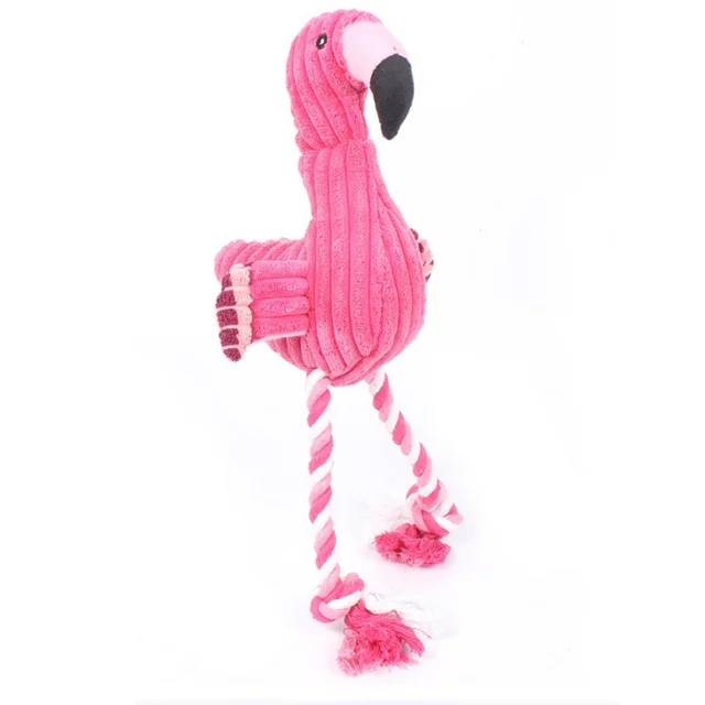 Pink Flamingo Shape Pet Dogs Toy Interactive Plush Velvet Pet Puppy